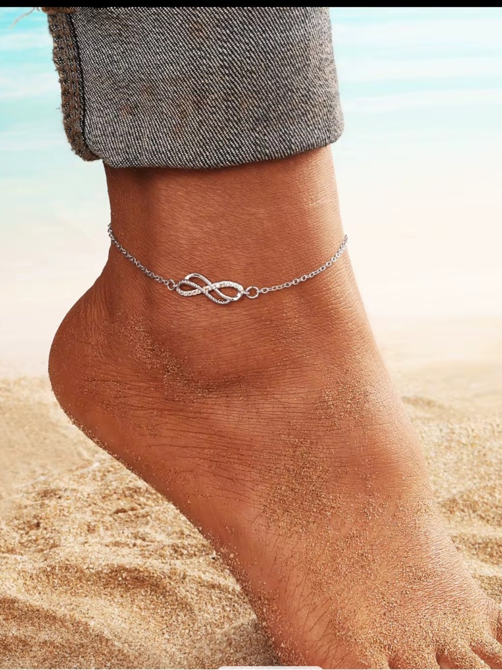 Infinite Symbol Silver Anklet NWT